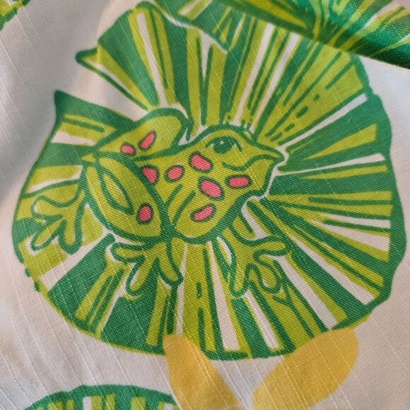 Lilly Pulitzer Hip Hop Hurray Green Yellow Lily Pads Frogs Skirt Yellow Lace - Picture 3 of 11